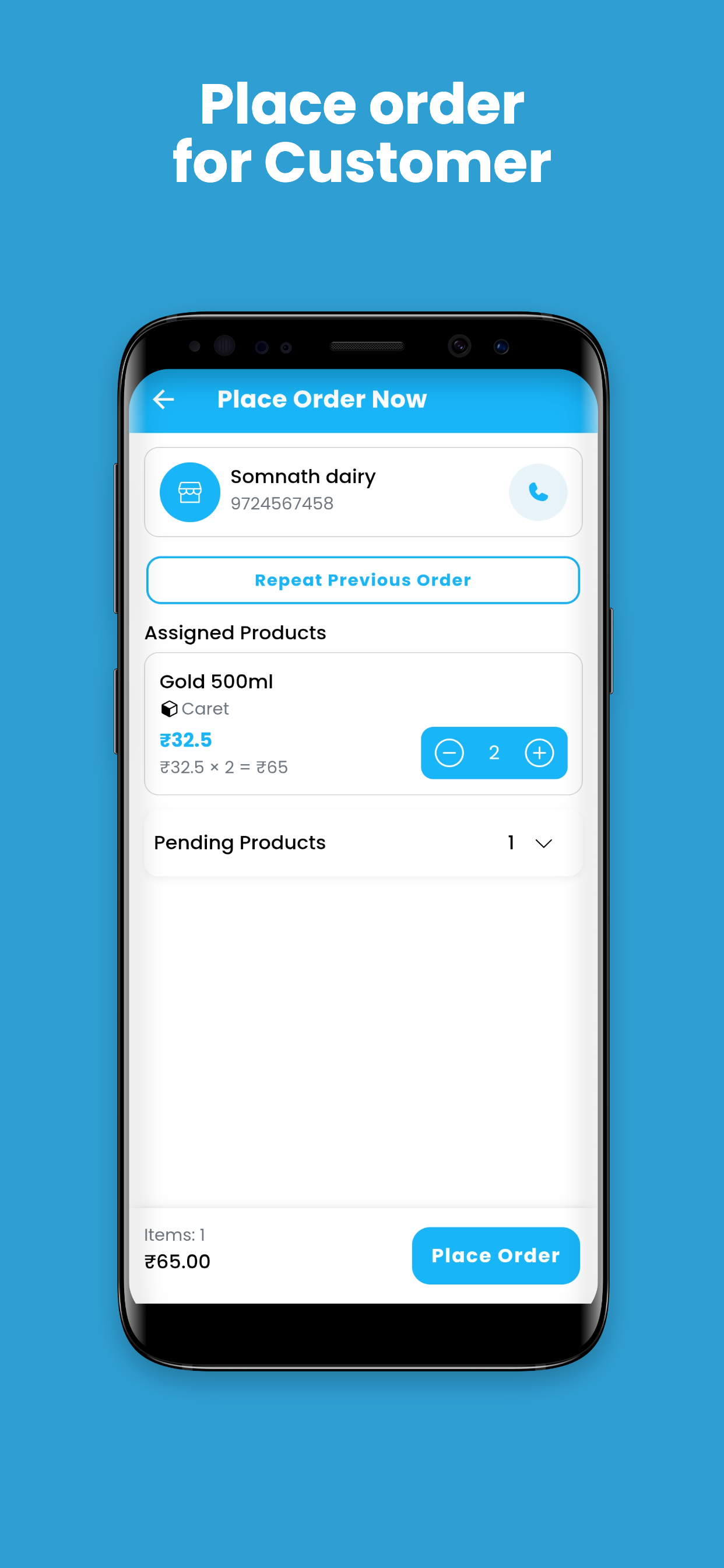 Place order for customer