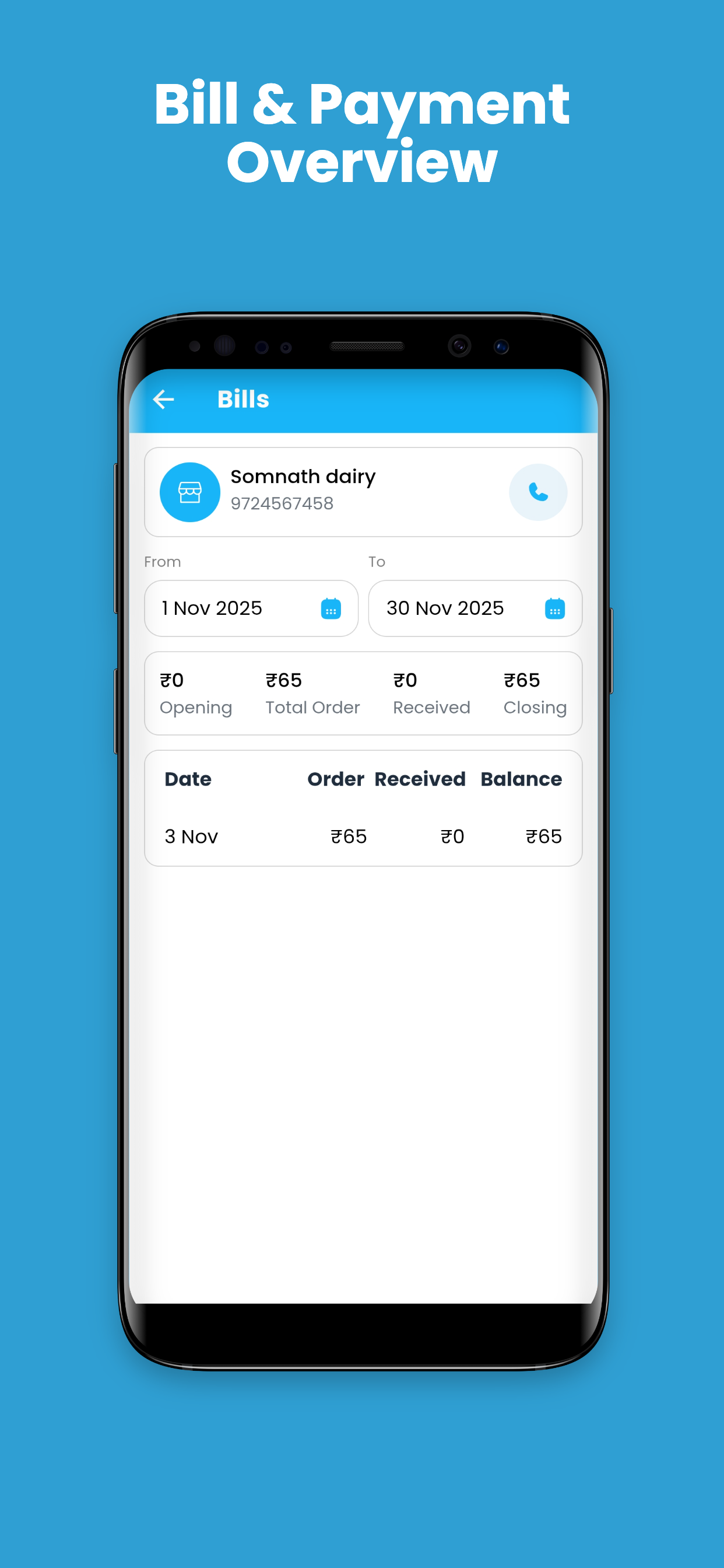 Bill and payment overview
