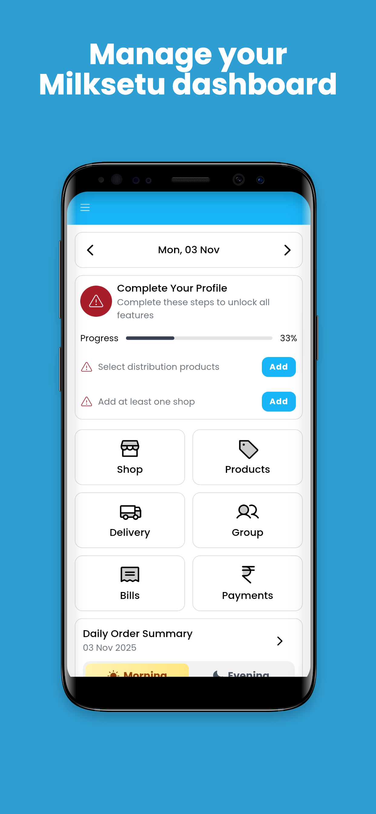 Manage your Milksetu dashboard